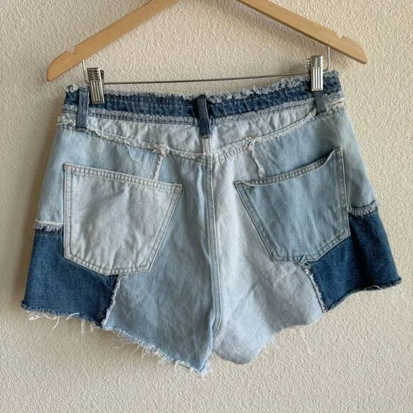Wild Fable Patchwork Button Fly Blue Jean Shorts Denim - Picture 4 of 8